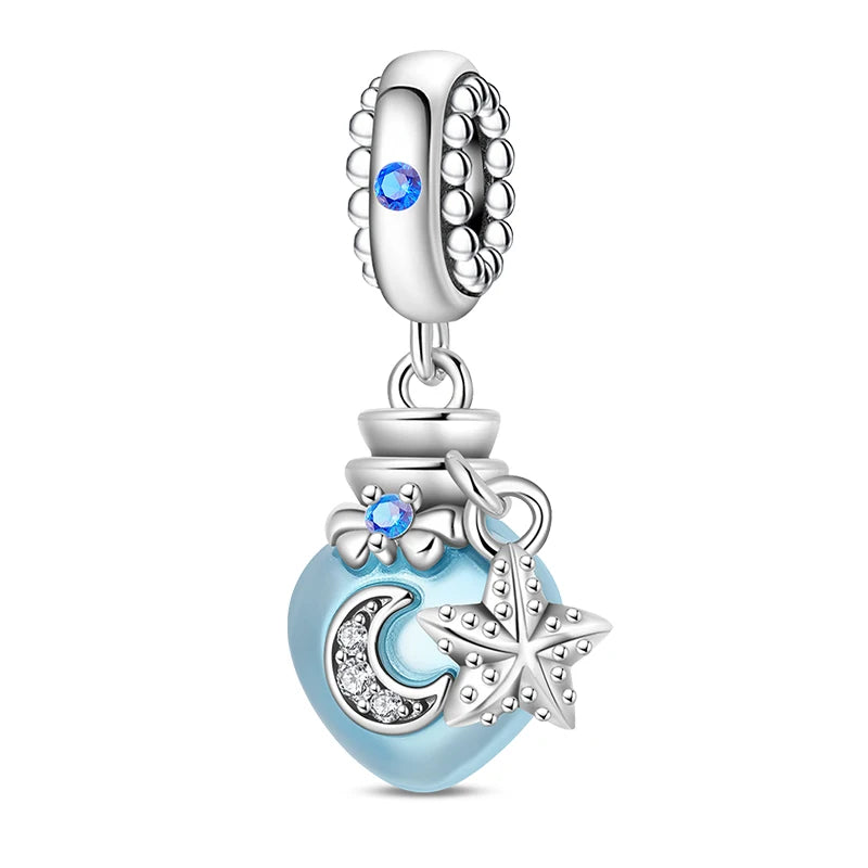 Kudog Hot Selling Trendy Ocean Wish Bottle With Silver Plated Starfish Original Design Cute Bracelet DIY  Charm Bead Pendant