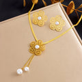 New Arrivals 2PCS Vintage Gold Flower Bow Circular Necklace White Pearl Rose Necklace for Women Birthday Party Jewelry Gifts