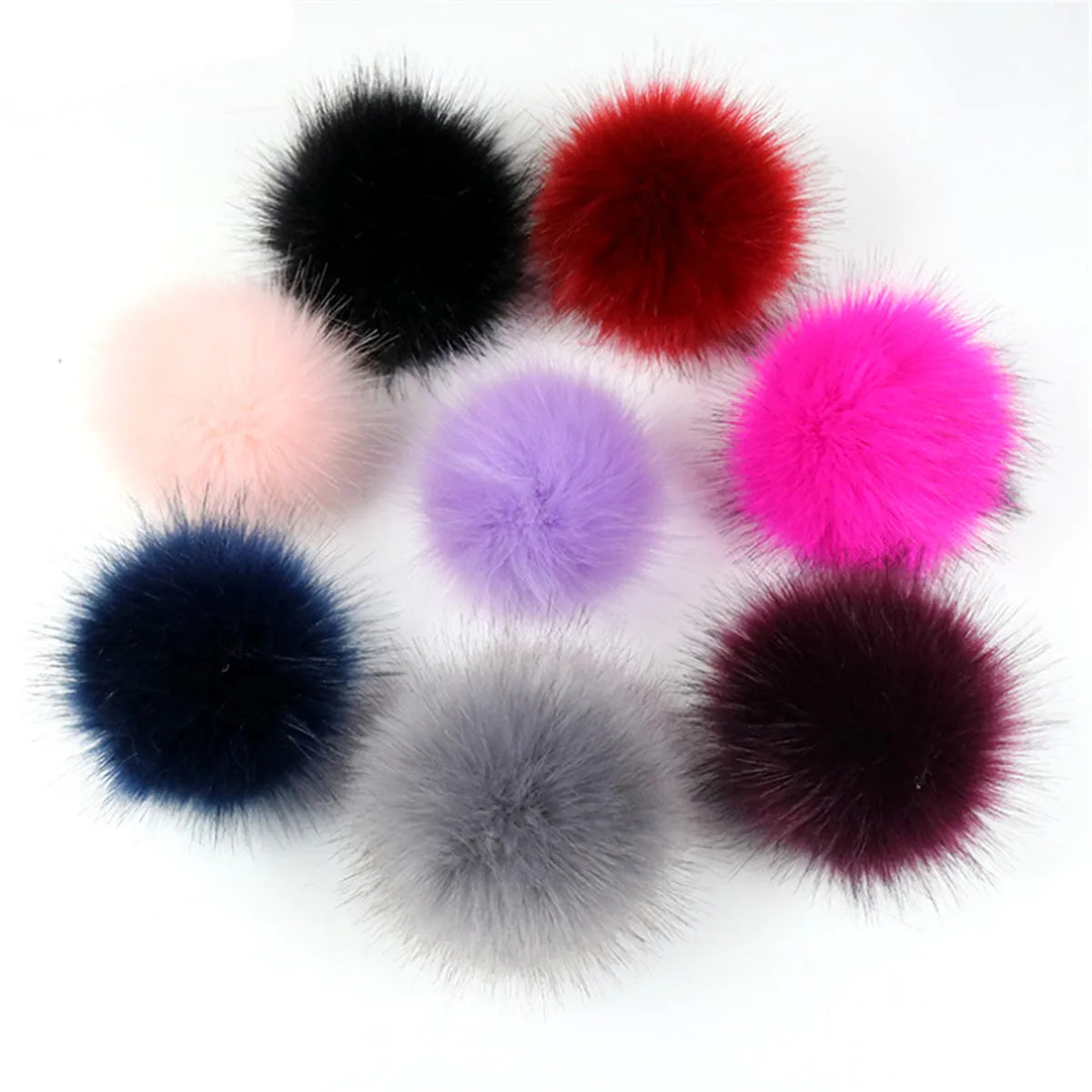 12Pcs DIY 8cm Pom Pom Balls Faux Fox Fur Fluff Balls for PomPoms Hat Accessories