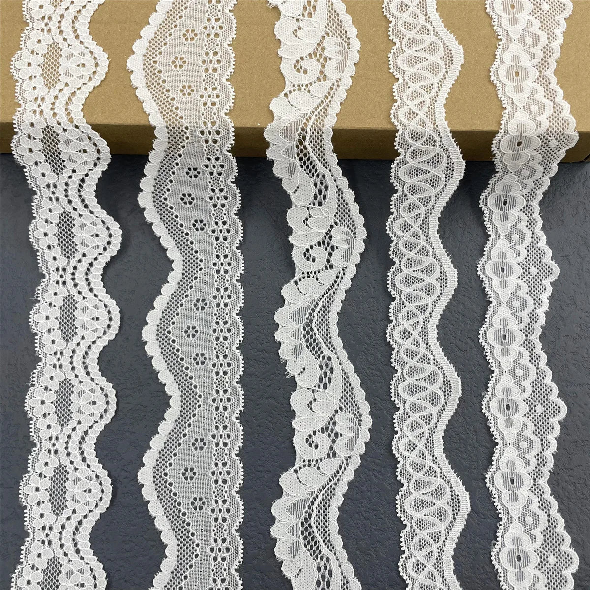 Border Lace Flower Guipure Lace Trim Trim Water Soluble Embroidery Stretch Nylon Mesh Fabric Machine Embroidery Black White