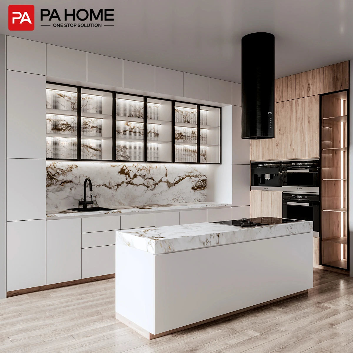 PA American Designer Solid Wood Melamine Kitchen Cabinets Complete Sets
