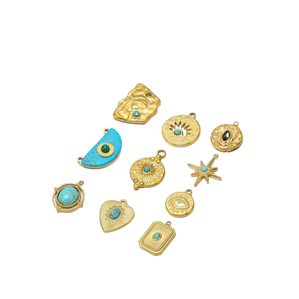 DIY Drop Oil Lucky Eye Palm Charm Pendant for Necklace Bracelet Earring Women Decorative Jewelry Accessories