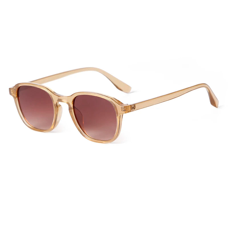 STY2404D Fashion Champagne Transparent Square Sunglasses for Women Men Gradient Lens UV400 Protection Casual Beach Sun Shades