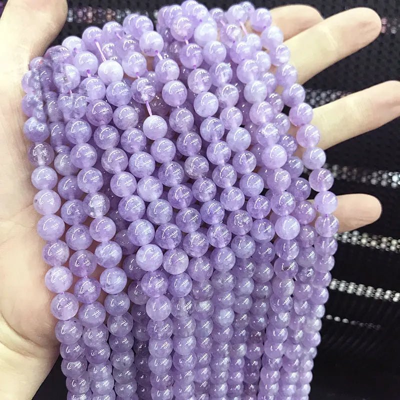 Wholesale Natural Crystal Lavender Purple Jade Amethyst Loose Beads Round Beads Semi-Finished DIY Jewelry