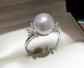 R958 10-11mm Natural Freshwater Pearl Ring Accessory 925 Sterling Silver Adjustable Size Engagement Jewelry Ring for Women