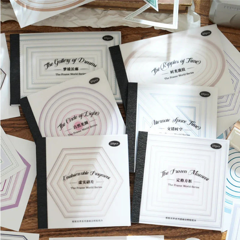 20 Stickers Per Pack Frame World Series Basic Border DIY Material Decoration Base 6 Styles