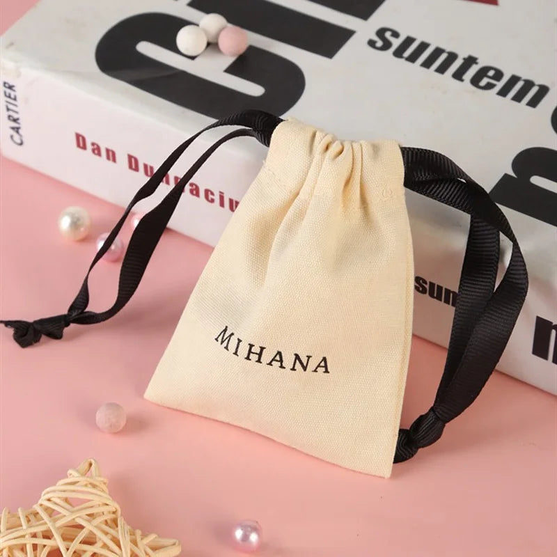 Hot Selling Drawstring Jewelry Gift Bags Custom Cotton Bag Logo Makeup Pouch Small Pouch for Earrings and Bracelets