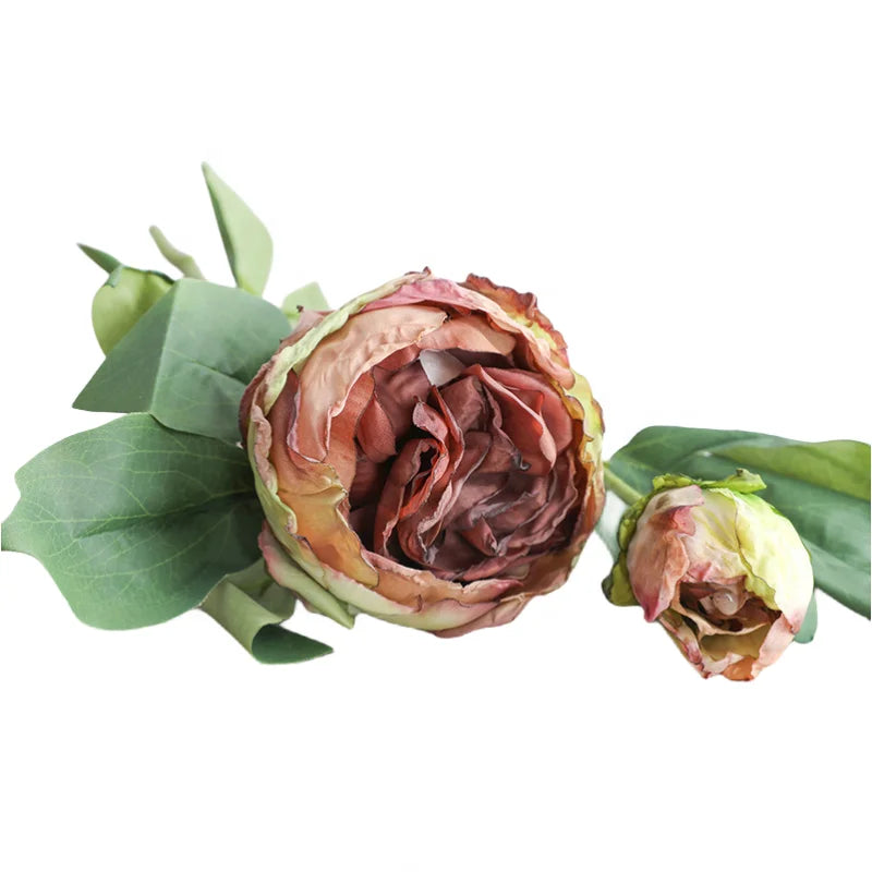 Dried looking 2 heads artificial peonies silk artificial flowers peony for wedding arch