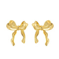 Wholesale 925 Sterling Silver Shiny Stud Butterfly Knot Earrings Jewelry 18k Gold Plated Cute Love Ribbon Bow Earrings Women