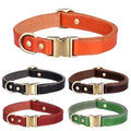 Custom Logo Engraved Buckle Leather Dog Collar High Durable Elegant Simple Genuine Solid Color for Medium Large Dogs