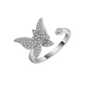 Hot Sale Adjustable Open Rotatable Cubic Zirconia Golden butterfly Spinner Fidget Anxiety Ringfor Women Gift