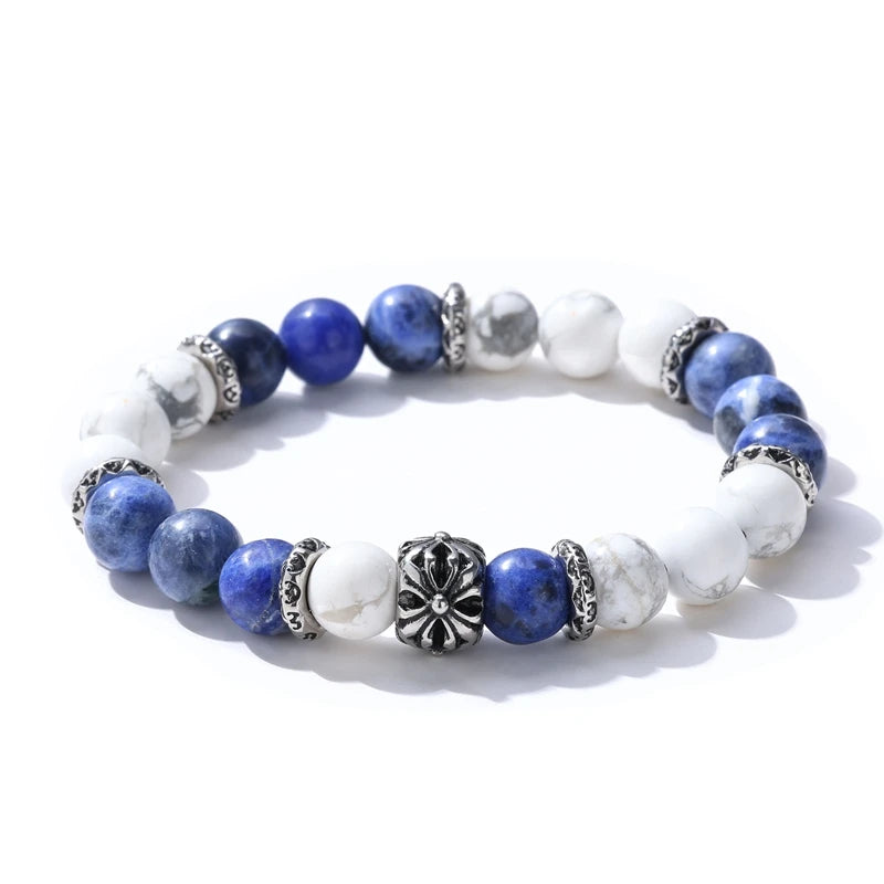 Veromca Best Selling Retro Beaded Bracelet Lapis Lazuli Square Flower Women Men Crystal Bracelet