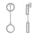 Brass Zircon Stones Hypoallergenic Fashion Accessory Luxury Women's Rhodium Plated Geometric Round Silver Drop Earrings