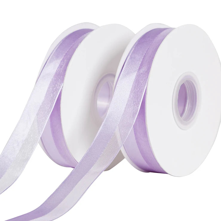 Free Samples Double Face Nylon Half Satin Half Organza Sheer Ribbon Roll 7 Solid Colors for Toy Gift Decoration Sustainable