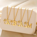 MC287 Wholesale Stainless Steel 26 Letter Necklace Gold Plated Hollow Side Face Shape Letter Necklace Pendant Necklace for Women