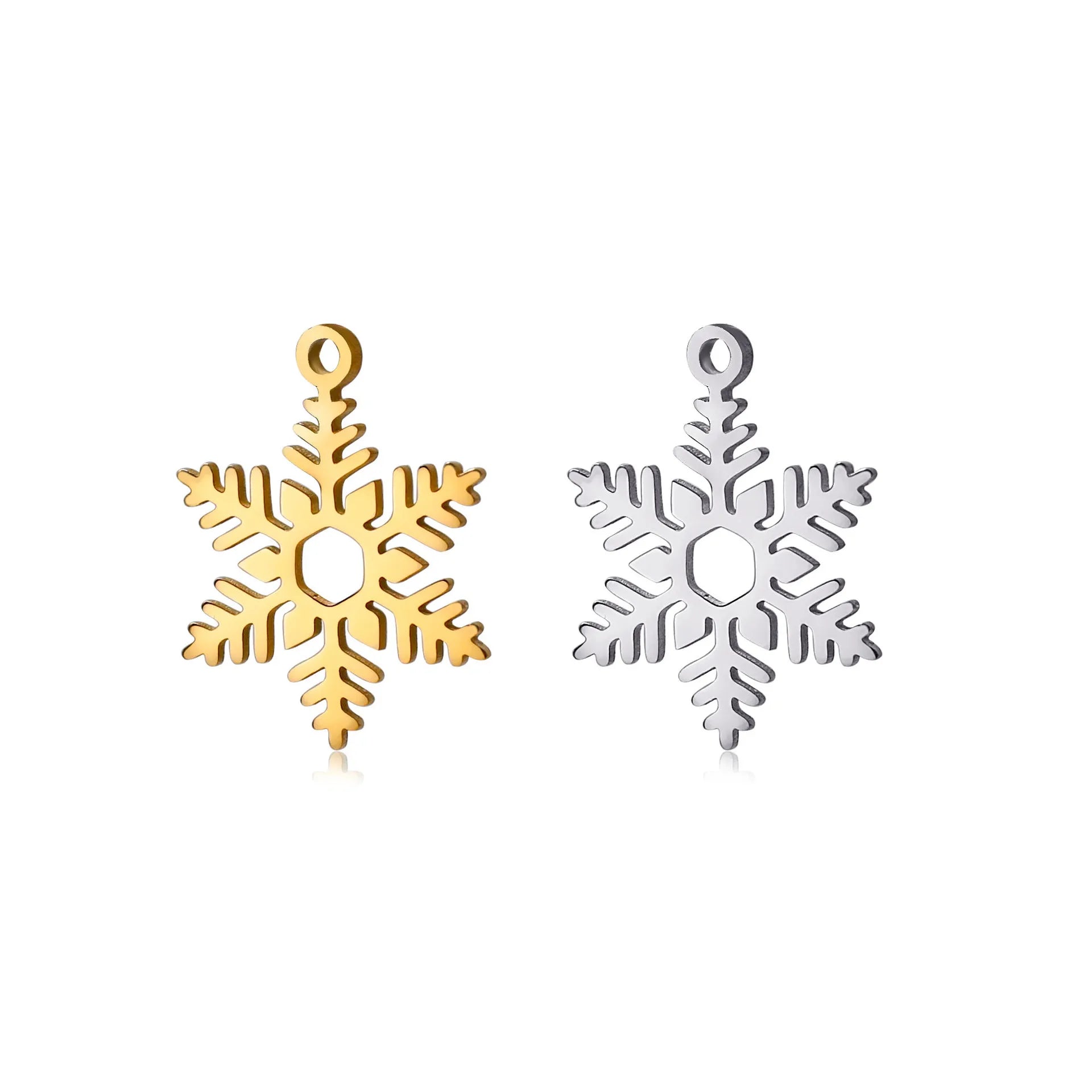 Stainless Steel Mirror Polished DIY Small Cute Snowflake Charms Silver Gold Color for Christmas Day