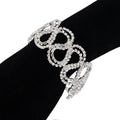 Large Silver Plated Crystal Glass Rhinestone Fashion Charm Bracelets Wide Hoop Rings for Soldering