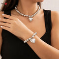 Wholesale Hypoallergenic Chain Bracelet and Necklace Set Heartbeat Necklace Jewelry Set for Woman