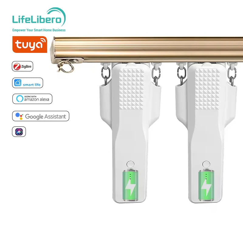 SZMYQ Electric Curtains Driver Tuya App Alexa Voice Control Zigbee WiFi Smart Battery Curtain Robot for Roman Rod I U Type Track
