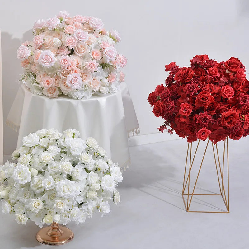 GJ-FC907 Wholesale Flower Arrangement Centerpieces White pink Artificial Flower Ball Table Cenperiece for Wedding Decoration