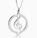 Inspire Jewelry Women's Stainless Steel Music Note Pendant Necklace Gold Plated Link Chain Fashion Instrument Music Circle Gift