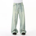 Customized Men's High Waisted Wide Leg Baggy Straight Jeans Streetwear Style Vintage Hip Hop Stone Washed for Winter