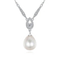 Daidan Water Drop Necklace 925 Silver 18 Gold Genuine Fresh Water Pearl Tear Drop Shining Cz 18K Gold Plated Necklace