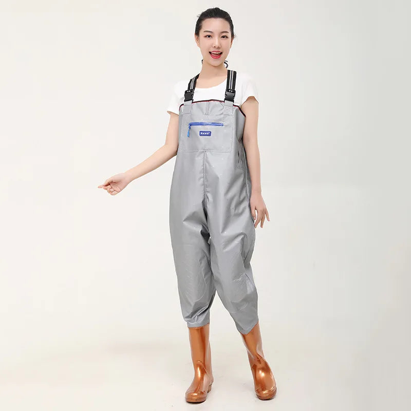 4 in 1 Women Water Pants Rain Pants Fishing Hunting Scratch Resistant Fishing Waders With Rain Boots
