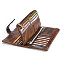 RFID Blocking Genuine Cowhide Leather Wallet for Men 9.5cm Long Style Anti-Theft Clutch Purse with Secure Zipper