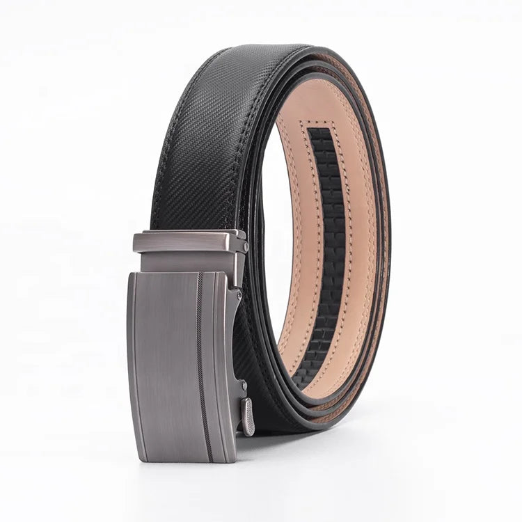 New Fashion Men's Cow Hide Leather Belt with Click Alloy Automatic Buckle