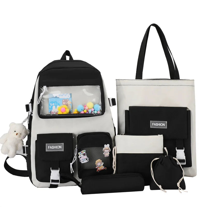 Mochilas Escolares College 5-piece Set Backpack School Bag Student Schoolbags Students Backpack BACKPACK SET