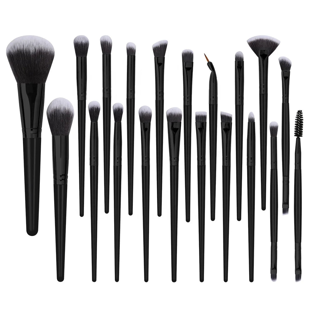 MAANGE  20pcs Professional Foundation Brush Set Wholesale Black Conceal Fan Brush with Mascara Eye Makeup Brushes Set