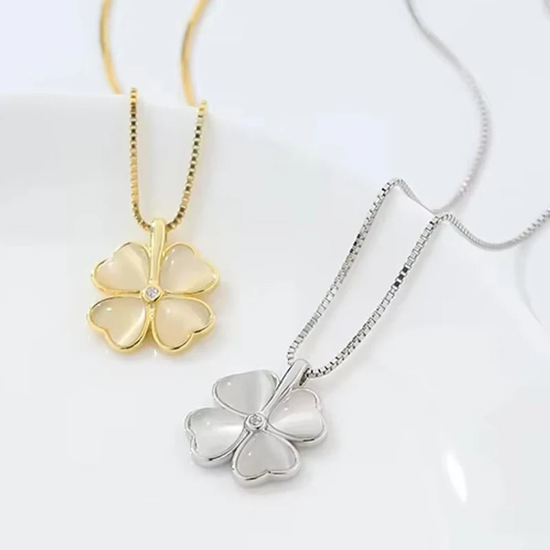 Wholesale Cute Fine Jewelry 925 Sterling Silver Shell Four Leaf Clover Pendant Necklace for Women 18k Gold Plated