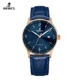 Men's Automatic Mechanical Stainless Steel Chronograph Watch with Leather Band Analog Dial Display