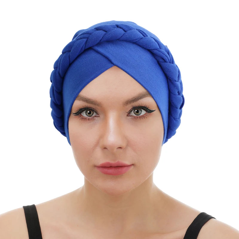 Wholesale Women Muslim Caps Chemo Head Covers Breathable Wrap Comfy Stretch Hijab Twist Braid Turban Hat