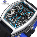 FORSINING GMT1241 Automatic Exquisit Wristwatch Transparent Men Mechanical Silicone Strap Man's Rectangle Outdoor Luminous Watch