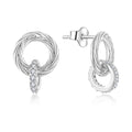 QX Custom OEM Hot Selling Trendy Fine Jewelry Round Circle White CZ 925 Silver Women Stud Earrings