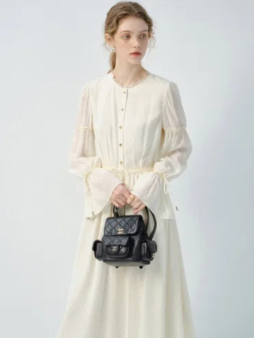 VEGA CHANG Simple Casual Three-dimensional Jacquard and Lace Interpretation of Neoclassical Romantic Dress MegaBDM