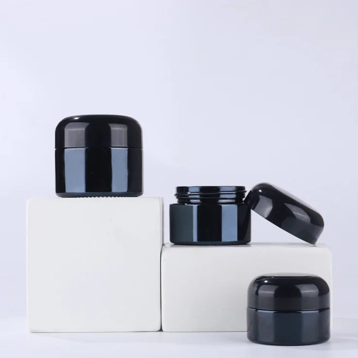 Wholesale Refillable Mini Sample Container 20g 30g 50g Shinning Black Cosmetic Cream Jar With Inner Liners