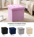High Quality Soft Velvet Foldable Storage Ottoman Stool Folding Storage Box Storage Chest