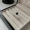 New Fashion Double One bar Black Agate Luxury Wedding Rings for Women 925 Sterling Silver Fine Jewelry