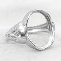 Sterling Silver 13*18mm Semi Mount Men's Ring Frame Empty Blank Bar Bezel Setting S925 Base Without Center Stone for DIY Inlay