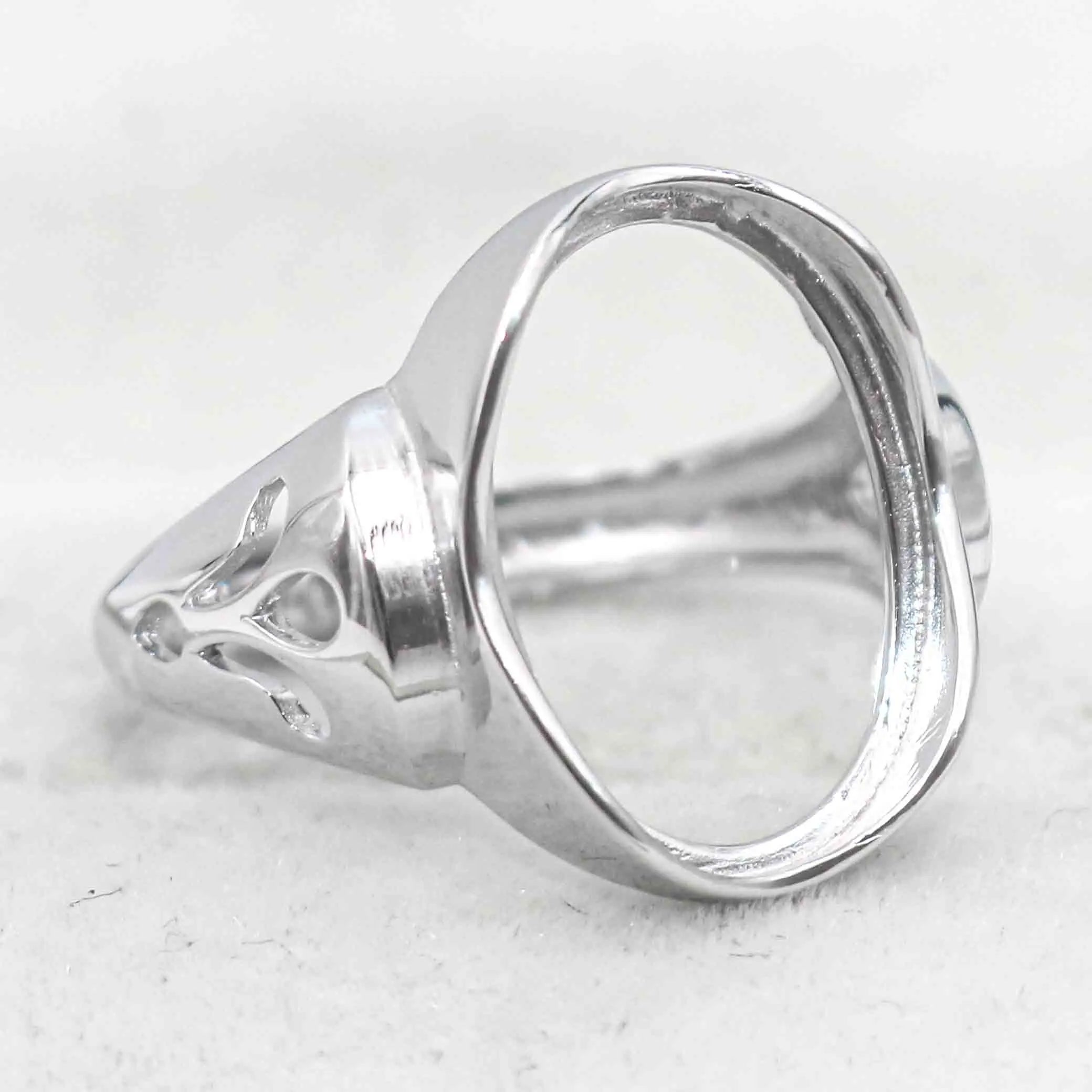 Sterling Silver 13*18mm Semi Mount Men's Ring Frame Empty Blank Bar Bezel Setting S925 Base Without Center Stone for DIY Inlay