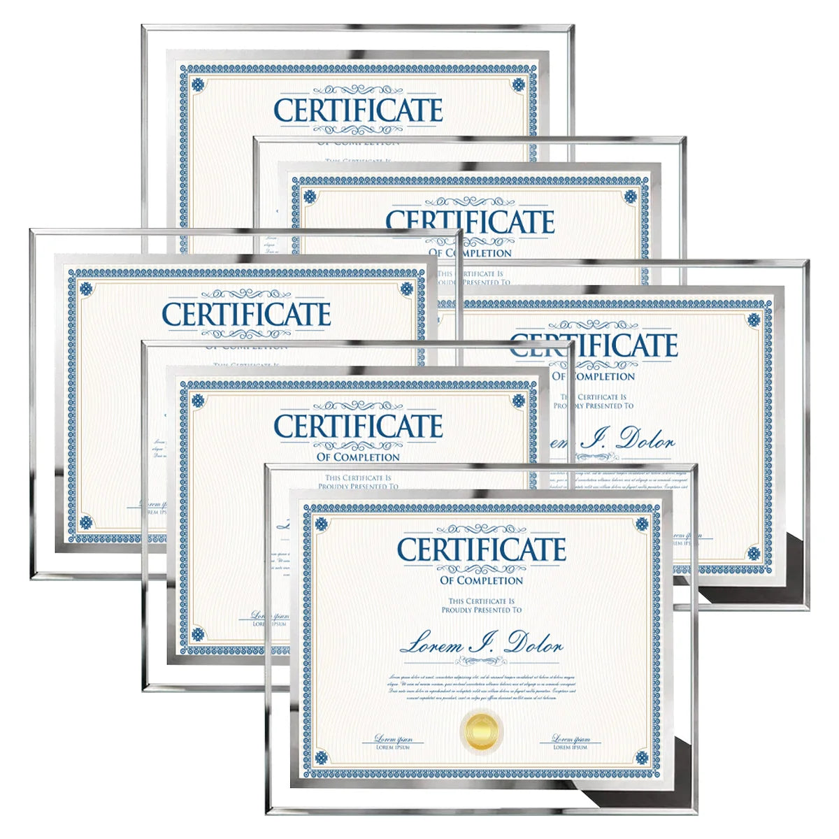 8.5x11 Diploma Frame Silver Glass Certificate Frames for Document Diploma Glass Photo Frame for Tabletop and Wall