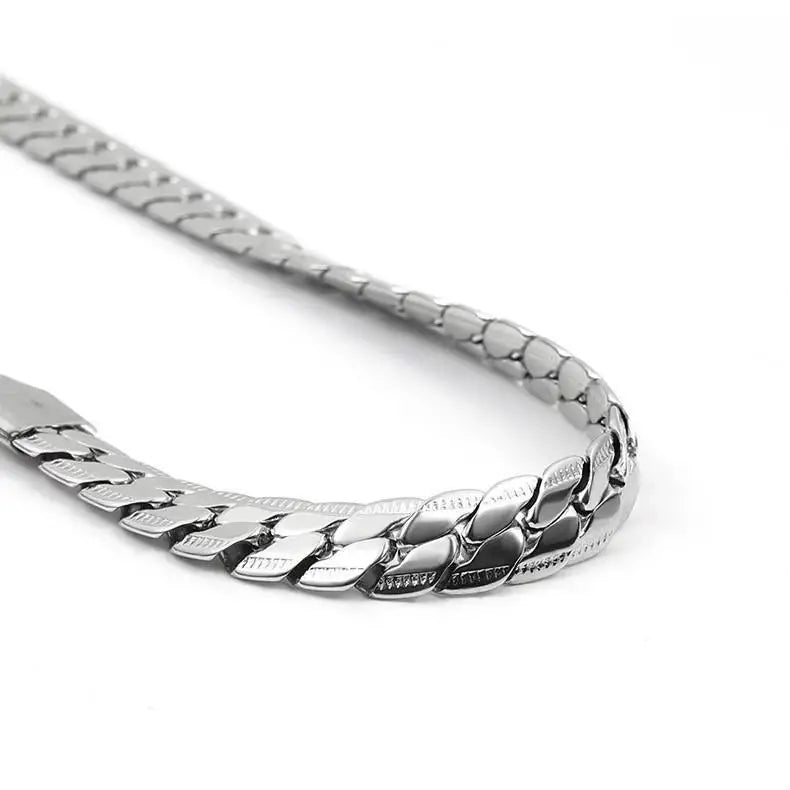 Fashion Hip Hop Chain Jewelry Embossed NK Stainless Steel Chain Men Women Choker Necklace Custom Length Wholesale
