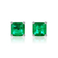925 Sterling Silver Emerald Stud Earrings Vintage Classic  Princess Cut 7mm Square Emarald Stud Earrings for Women