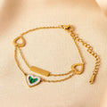 Fashion Gold Plated Hollow Heart Charm  Multilayer Adjustable Stainless Steel Zircon Heart