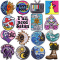 Mushroom Bottle Iron on Patches Embroidered for Clothes Beautiful Die/Hot Cut Border Applique for Heat Jeans