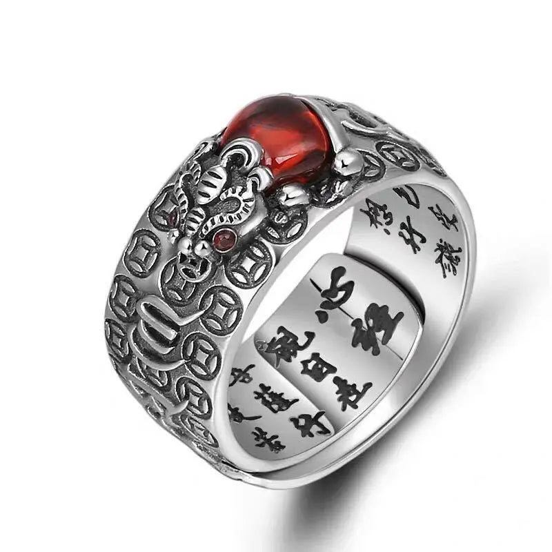 MANI Mantra Protection Wealth Ring Feng Shui PiXiu Adjustable Ring for Women Men