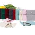 Luxury Bracelet Necklace Gift Packing Storage Bag Green Beige Red Microfiber Flap Velvet Jewelry Pouch with Snap Button
